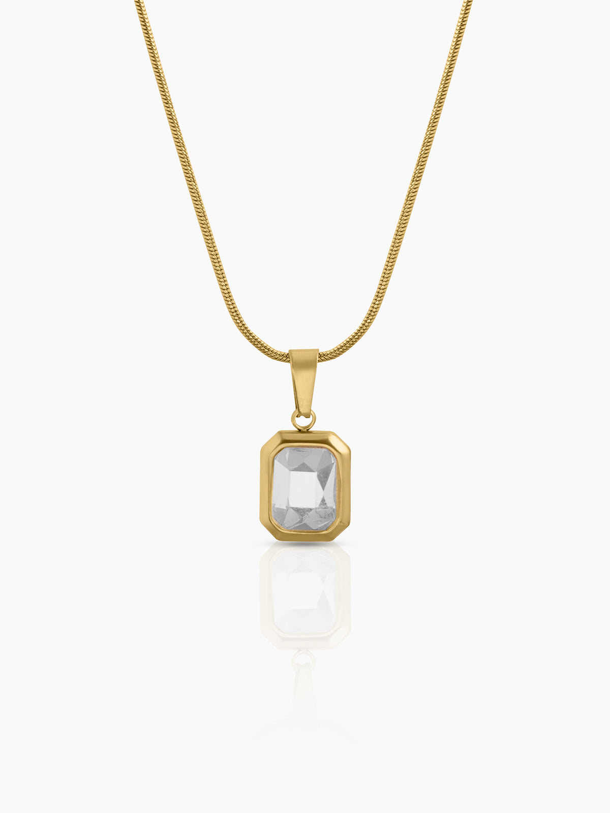 Rovena Solitaire 18K Gold Plated Women's Chain Pendant Necklaces