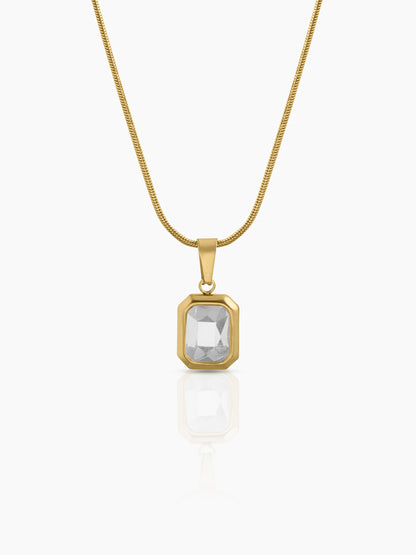 Rovena Solitaire 18K Gold Plated Women's Chain Pendant Necklaces