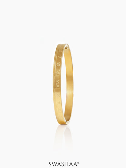 Royal Roman Numerals 18K Gold Plated Band Bracelet