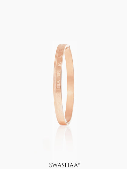 Royal Roman Numerals Rosegold Plated Band Bracelet