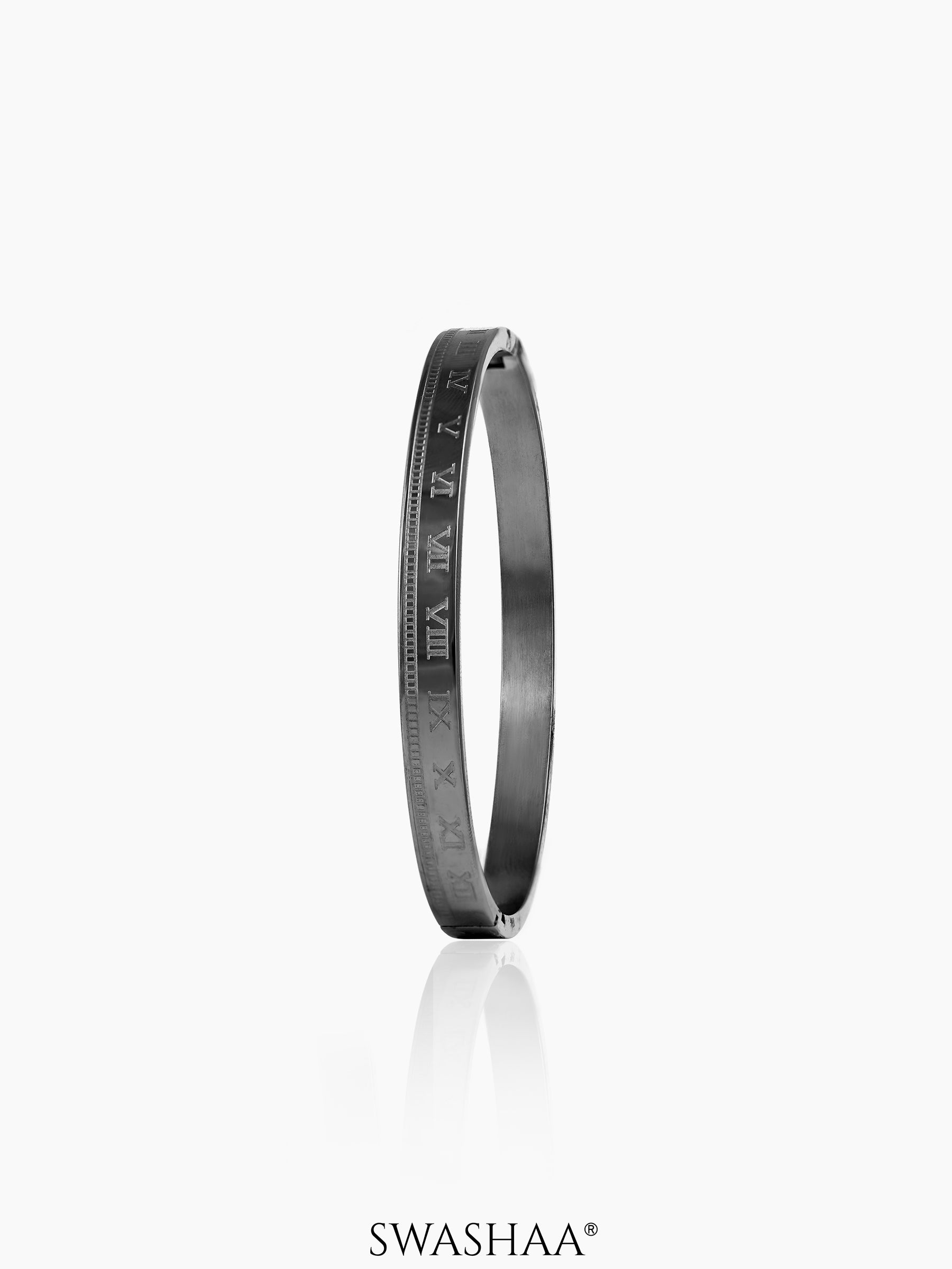 Royal Roman Numerals Black Band Bracelet