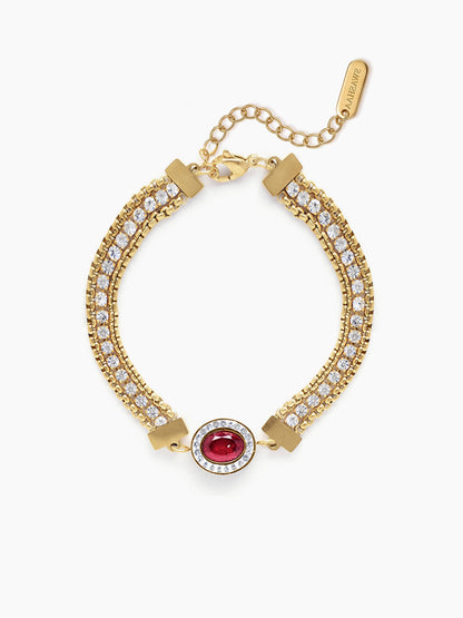 Red Stone Ruby 18K Gold Plated Rakhi