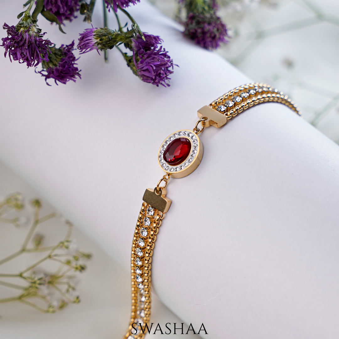 Ruby 18K Gold Plated Bracelet