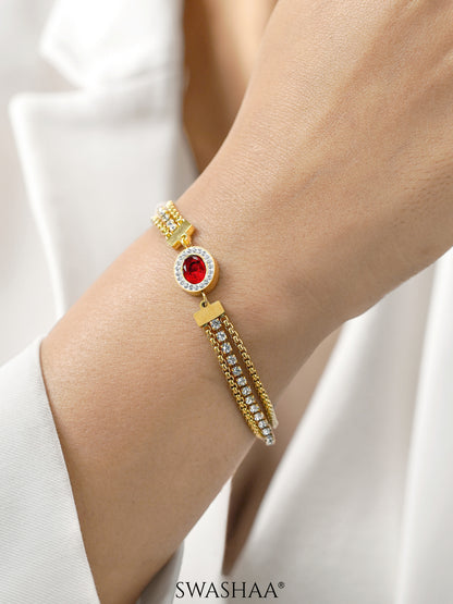  Red Stone Ruby 18K Gold Plated Loose Bracelet