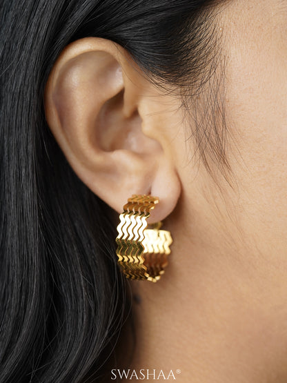 Rue Ripple Wavey Textured 18K Gold Plated Hoop Earrings