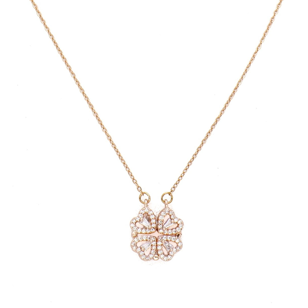 Shiny Clover Rosegold Plated Necklace