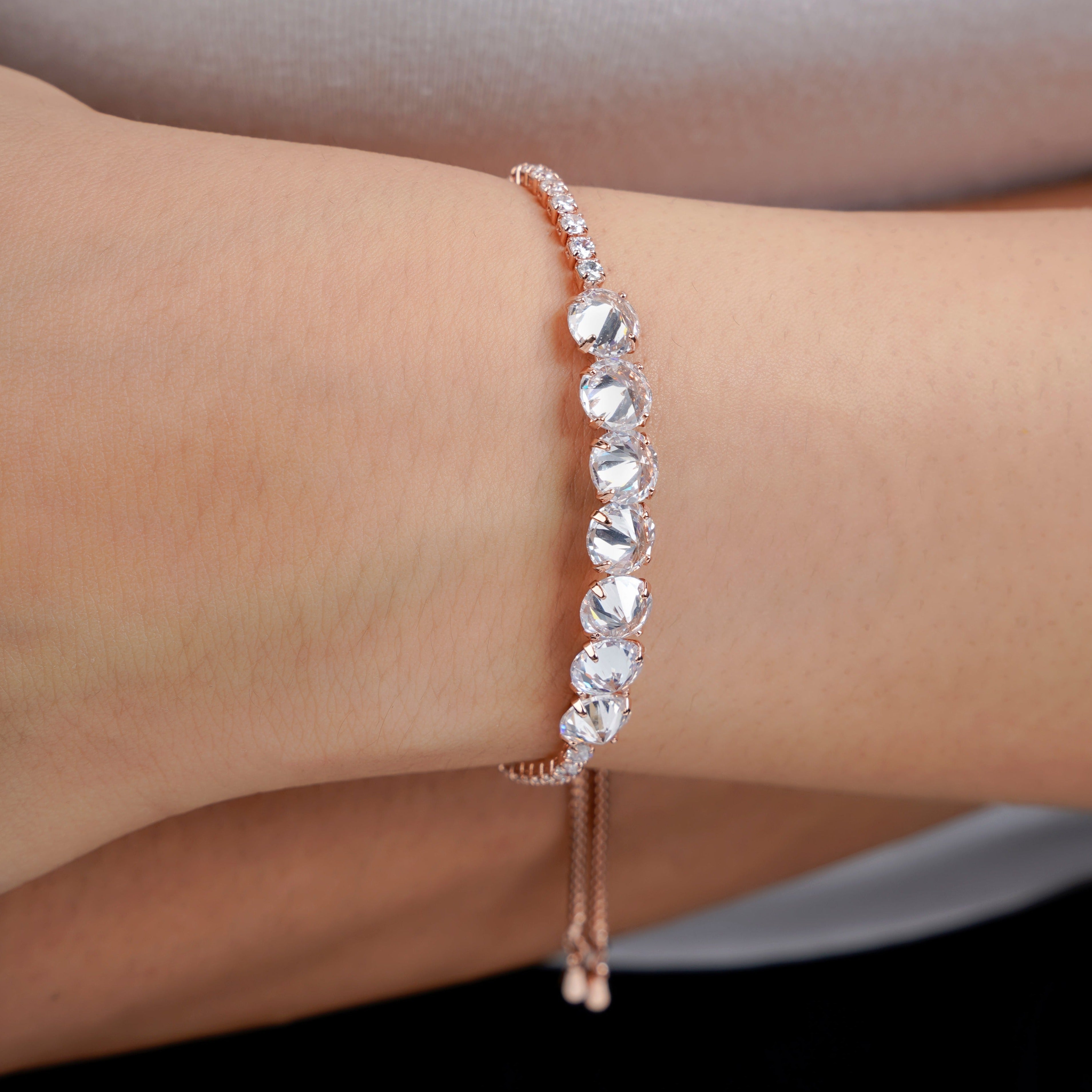 Studded Diamond Rosegold Plated Bracelet