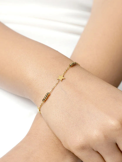 Ira Star Beads Charms 18K Gold Plated Chain Loose Bracelet