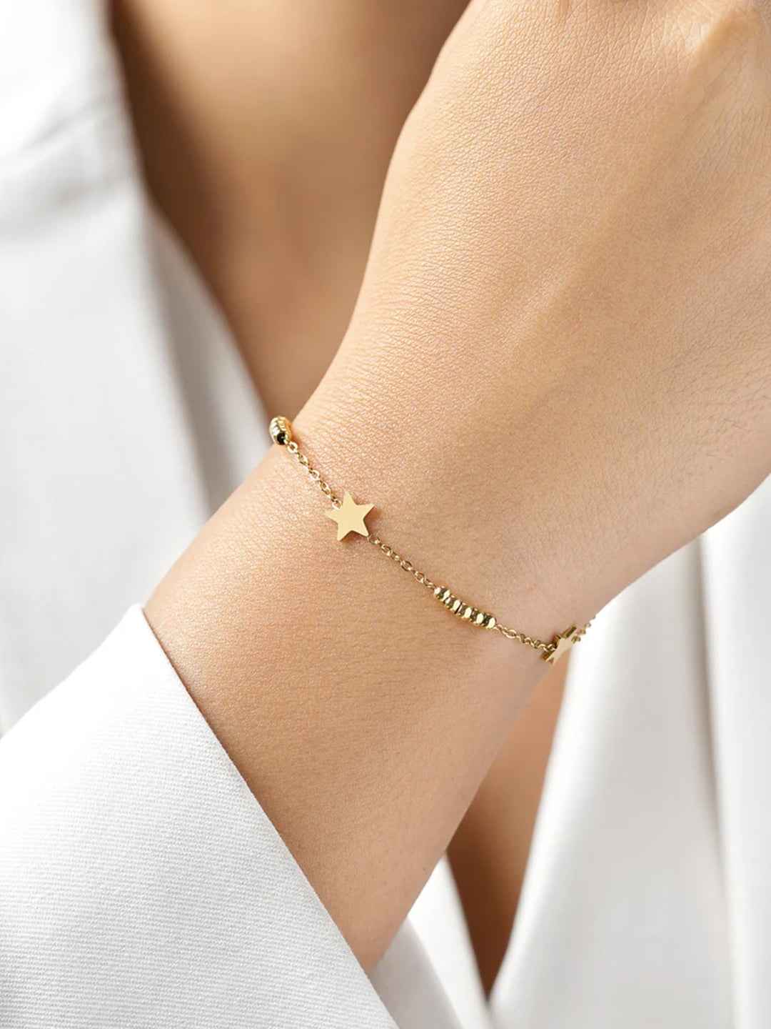 Ira Star Beads Charms 18K Gold Plated Chain Loose Bracelet