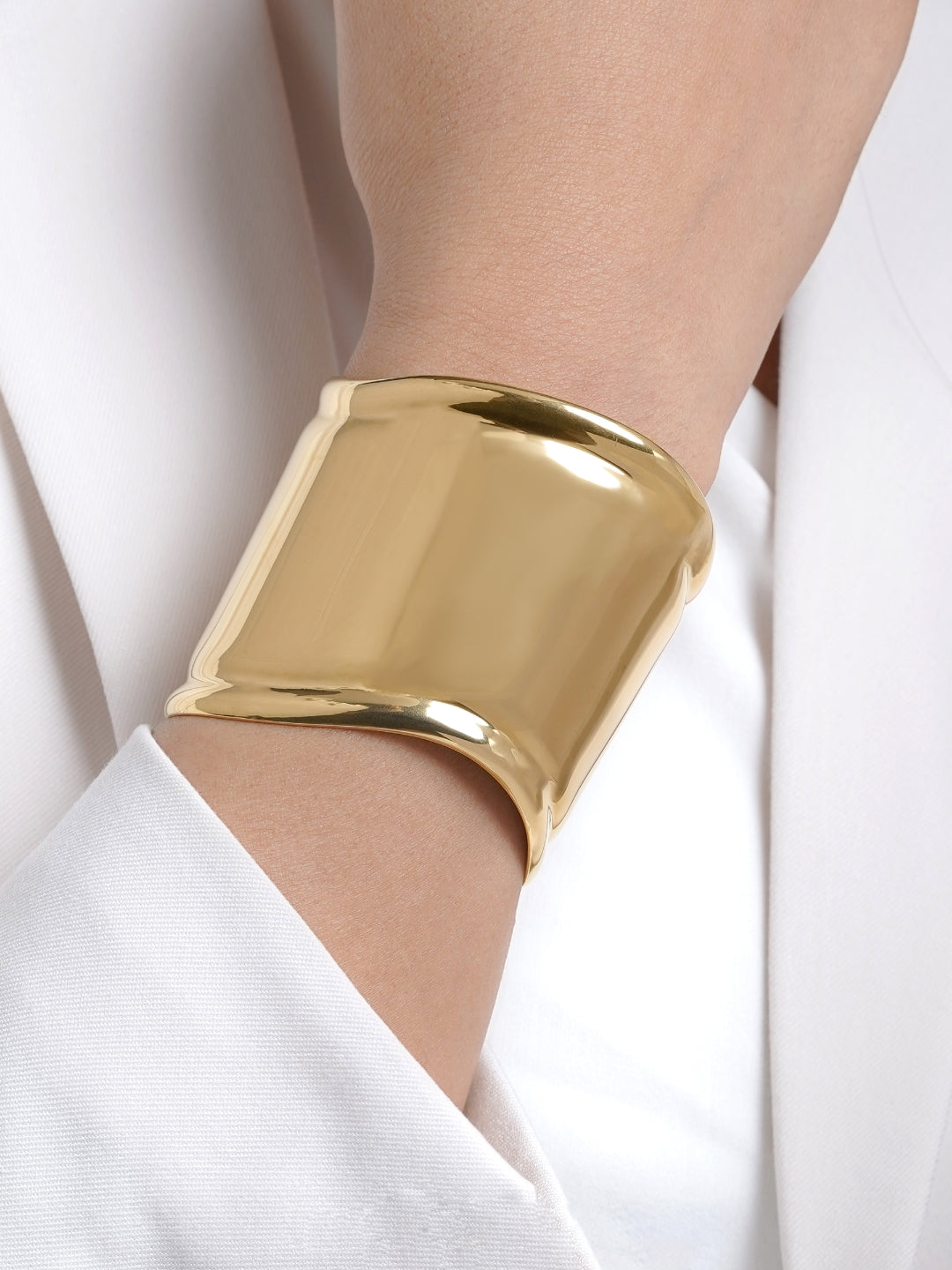 Lunava Bold Curve 18K Gold Plated Cuff Bracelet