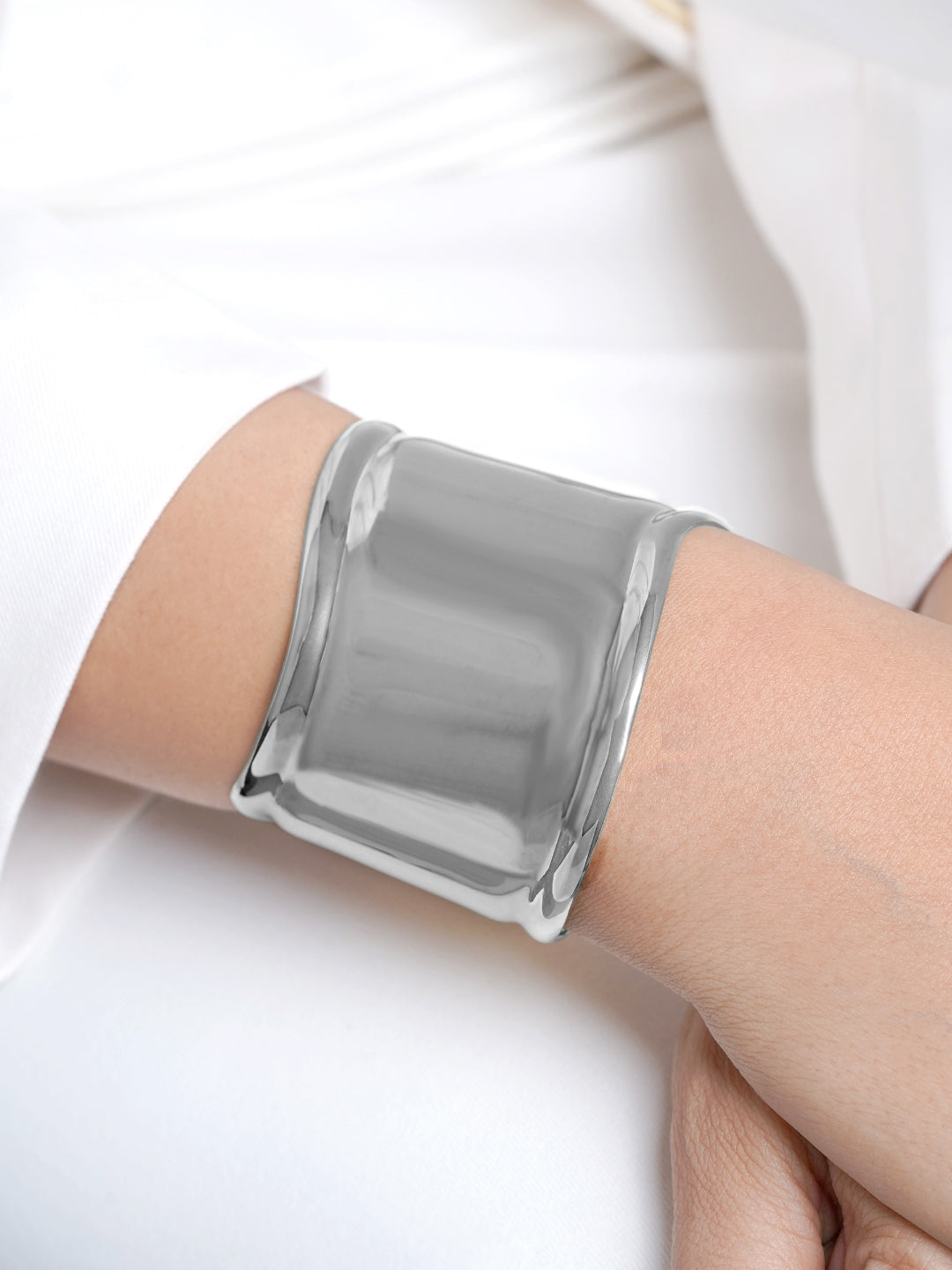 Lunava Bold Curve Silver Cuff Bracelet