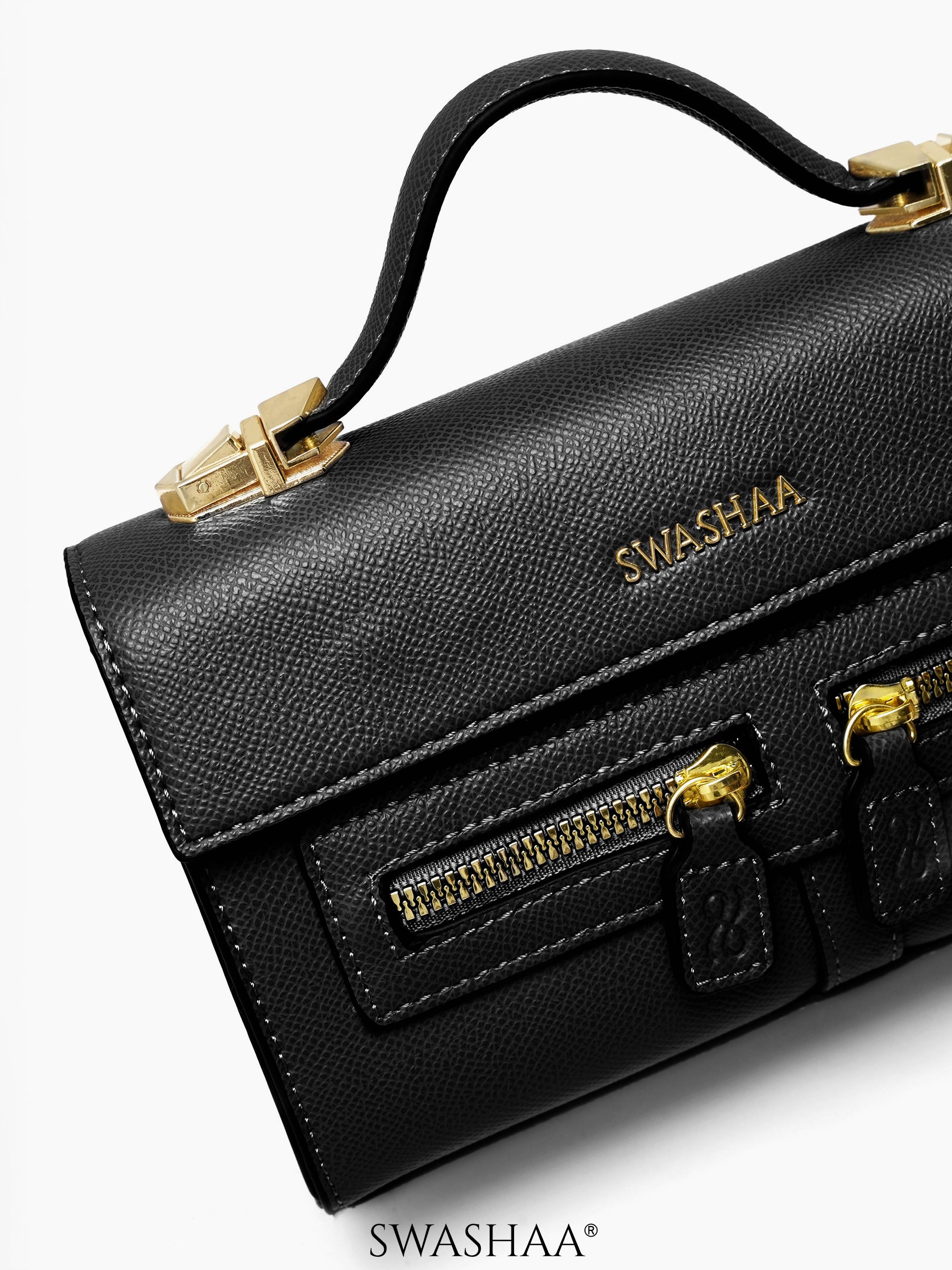 Saanvi Black Women's Leather Sling Bag