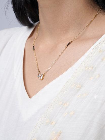Saanvi Dual Diamond Solitaire 18K Gold Plated Mangalsutra