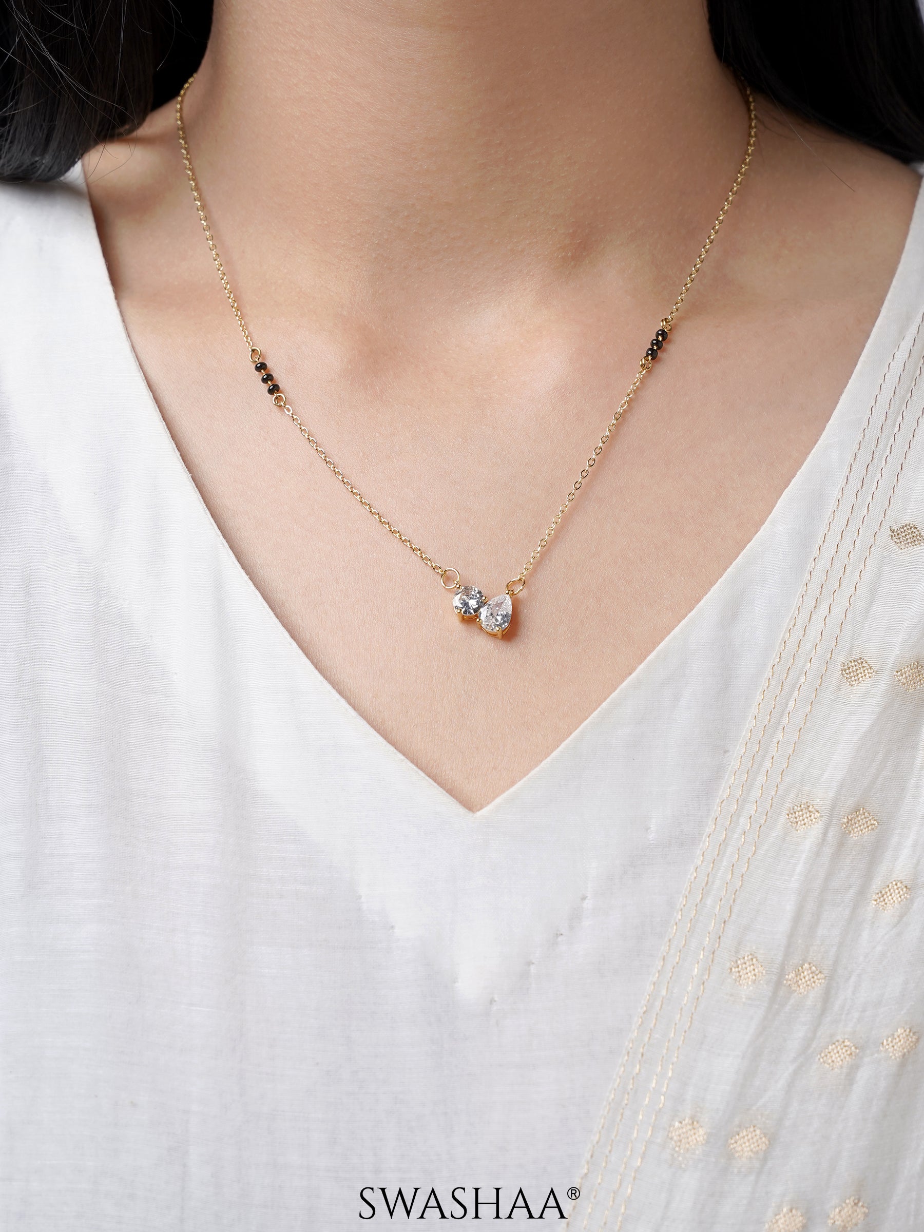 Saanvi Solitaire 18K Gold Plated Mangalsutra - Swashaa