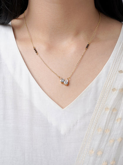 Saanvi Dual Diamond Solitaire 18K Gold Plated Mangalsutra