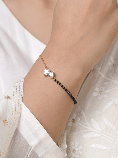 Saanvi Dual Diamond Solitaire 14K Gold Plated Mangalsutra Bracelet