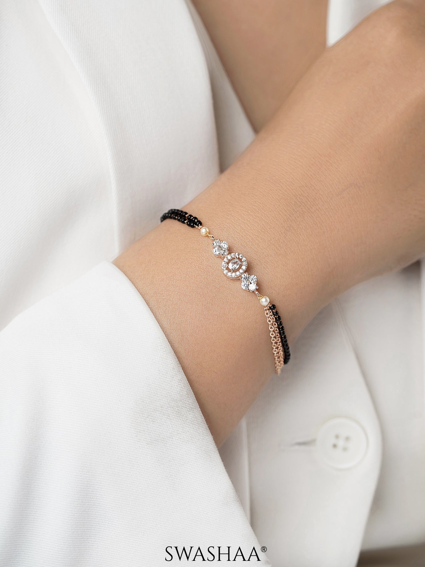 Sakhi Rosegold Plated Mangalsutra Bracelet