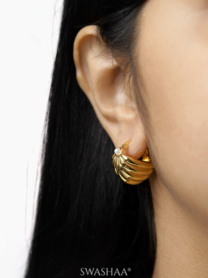 Salem Pearl 18K Gold Plated Hoop Earrings