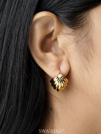 Salem Pearl 18K Gold Plated Hoop Earrings