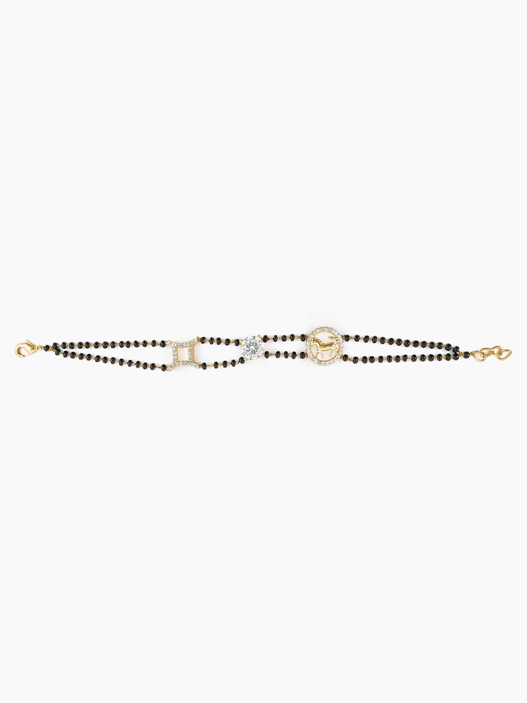 Samaa Sparkling Crystal Charm Diamond Circular Motif 18K Gold Plated Mangalsutra