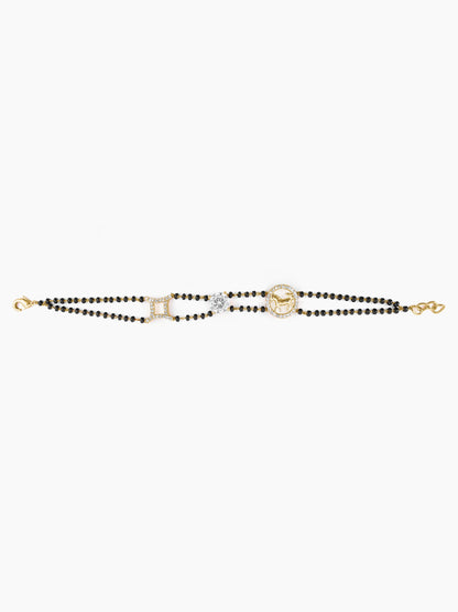 Samaa Sparkling Crystal Charm Diamond Circular Motif 18K Gold Plated Mangalsutra