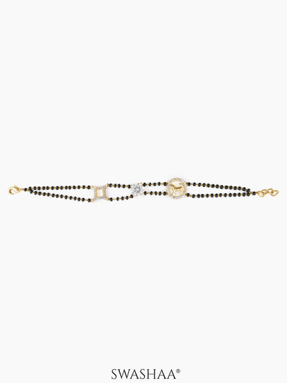 Samaa Sparkling Crystal Charm Diamond Circular Motif 18K Gold Plated Mangalsutra