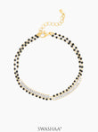 Samiha Baguette Diamond White Dual-Chain 18K Gold Plated  Mangalsutra Bracelet