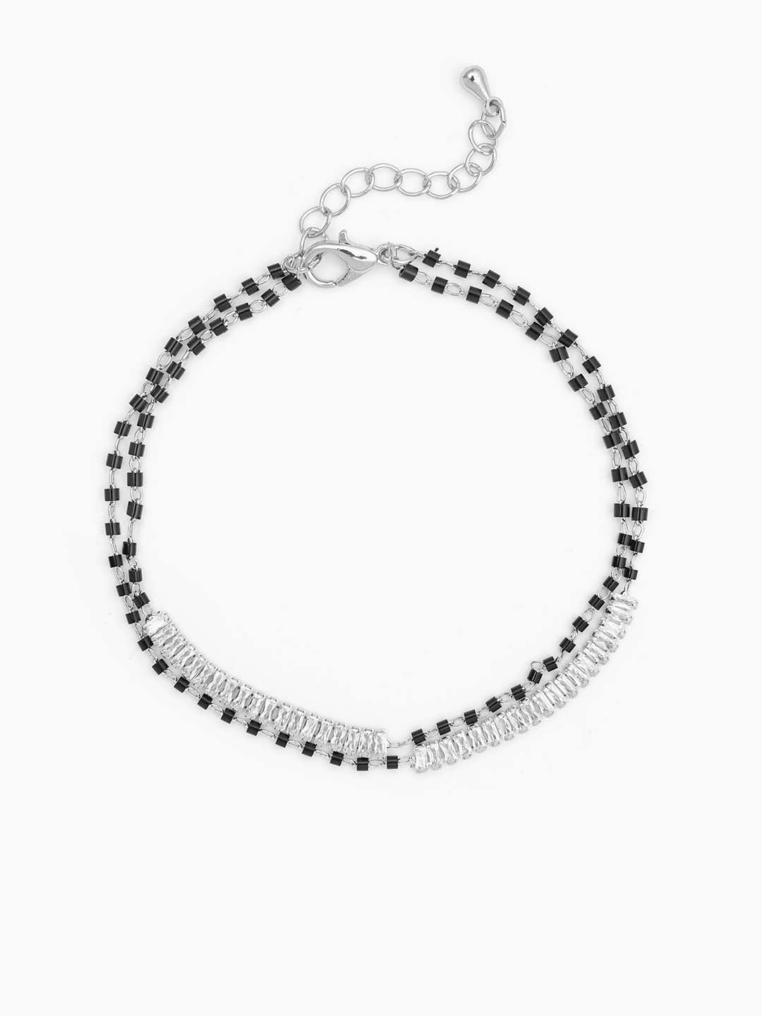 Samiha Baguette Diamond Mangalsutra Bracelet - Swashaa