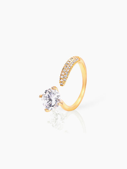 Samta Diamond Open Band Solitaire 14K Gold Plated Ring