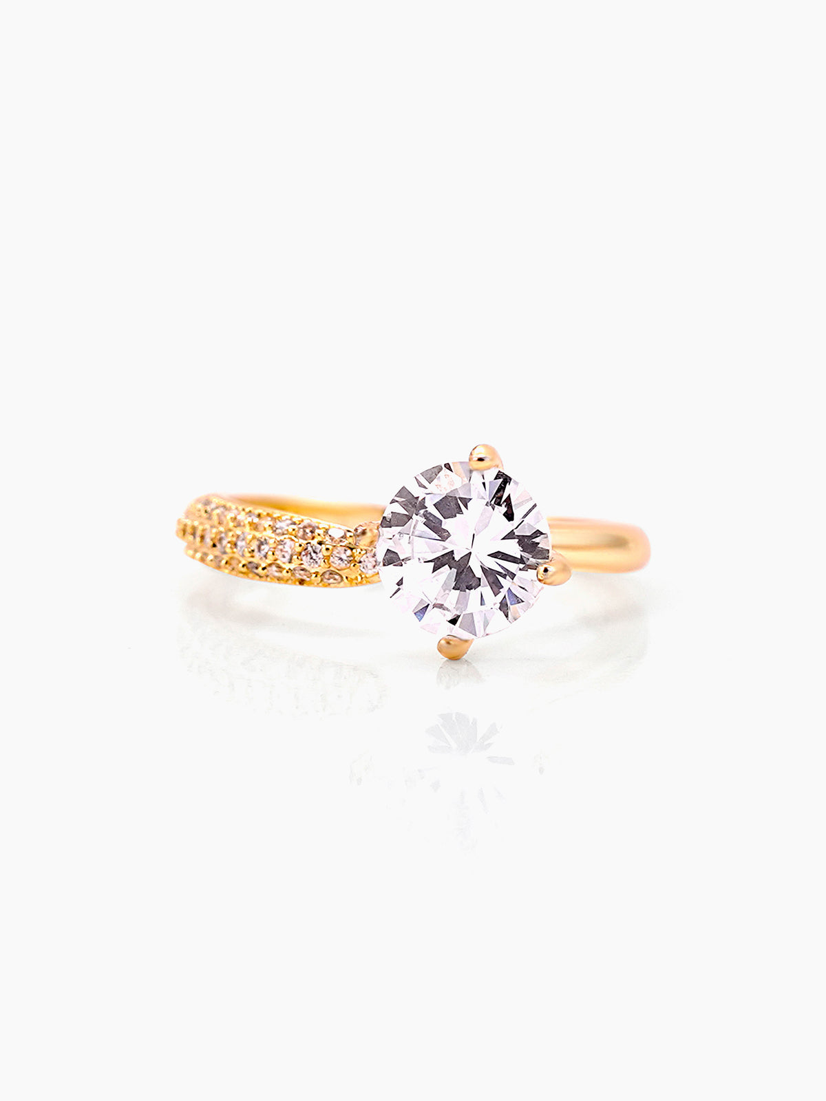 Samta Diamond Open Band Solitaire 14K Gold Plated Ring