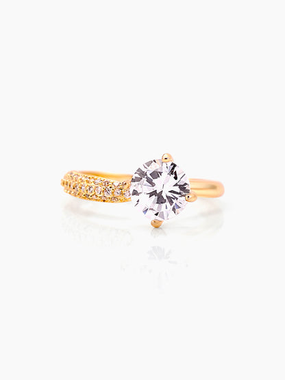 Samta Diamond Open Band Solitaire 14K Gold Plated Ring