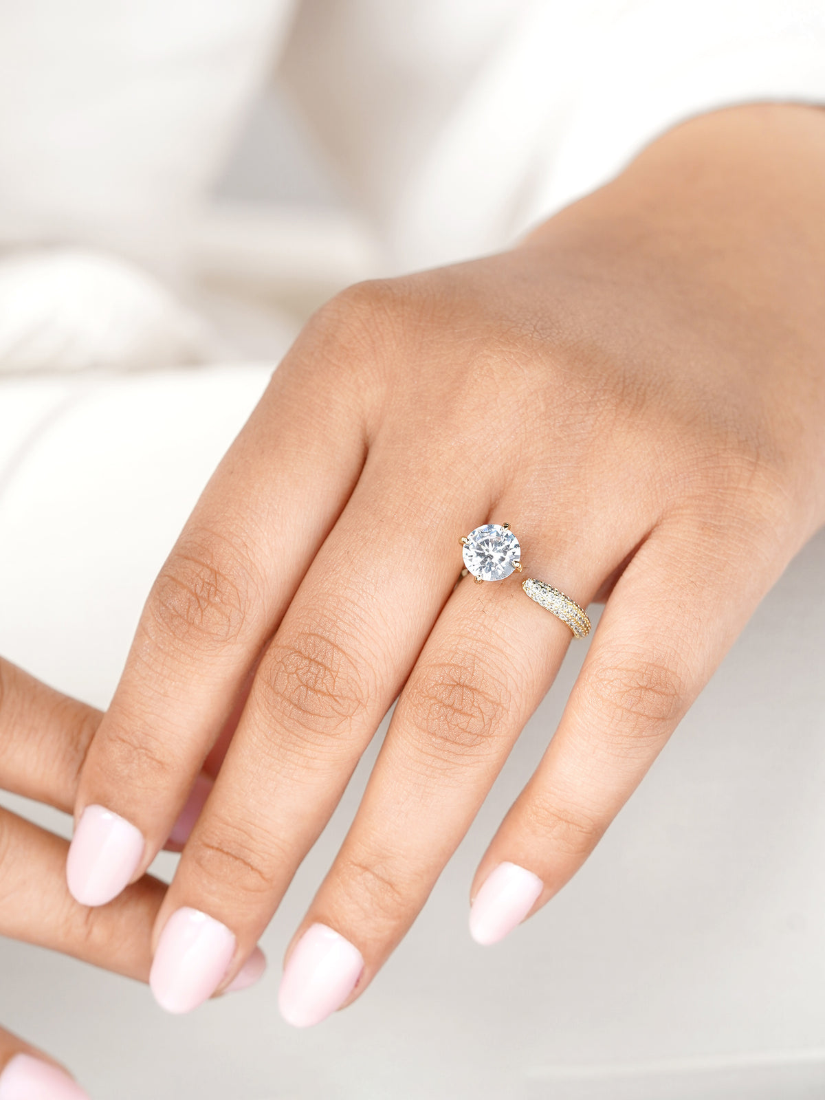 Samta Diamond Open Band Solitaire 14K Gold Plated Ring