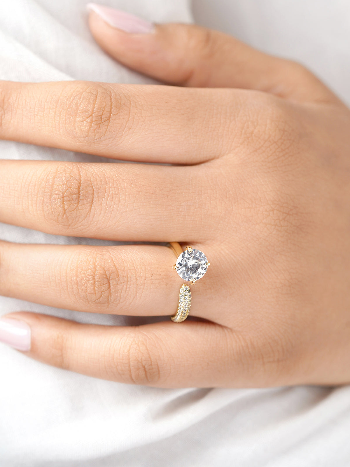 Samta Diamond Open Band Solitaire 14K Gold Plated Ring