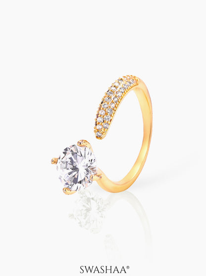 Samta Diamond Open Band Solitaire 14K Gold Plated Ring