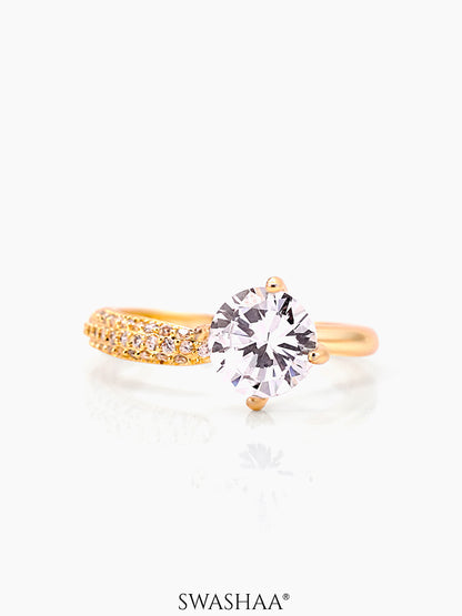 Samta Diamond Open Band Solitaire 14K Gold Plated Ring