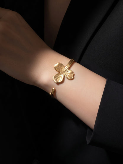 Sancia Floral 18K Gold Plated Women's Cuff Bracelets