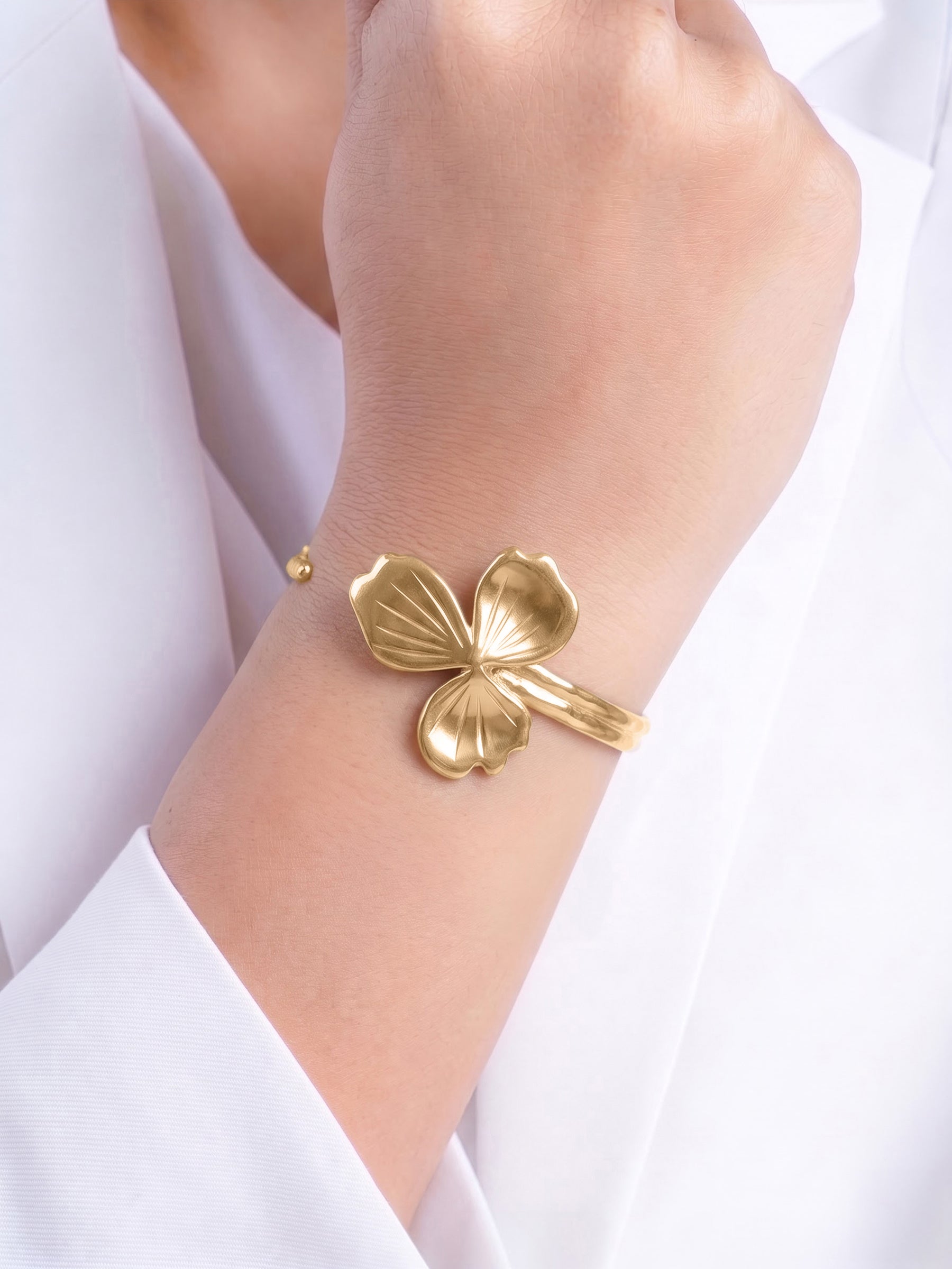 Sancia Floral 18K Gold Plated Women's Cuff Bracelets