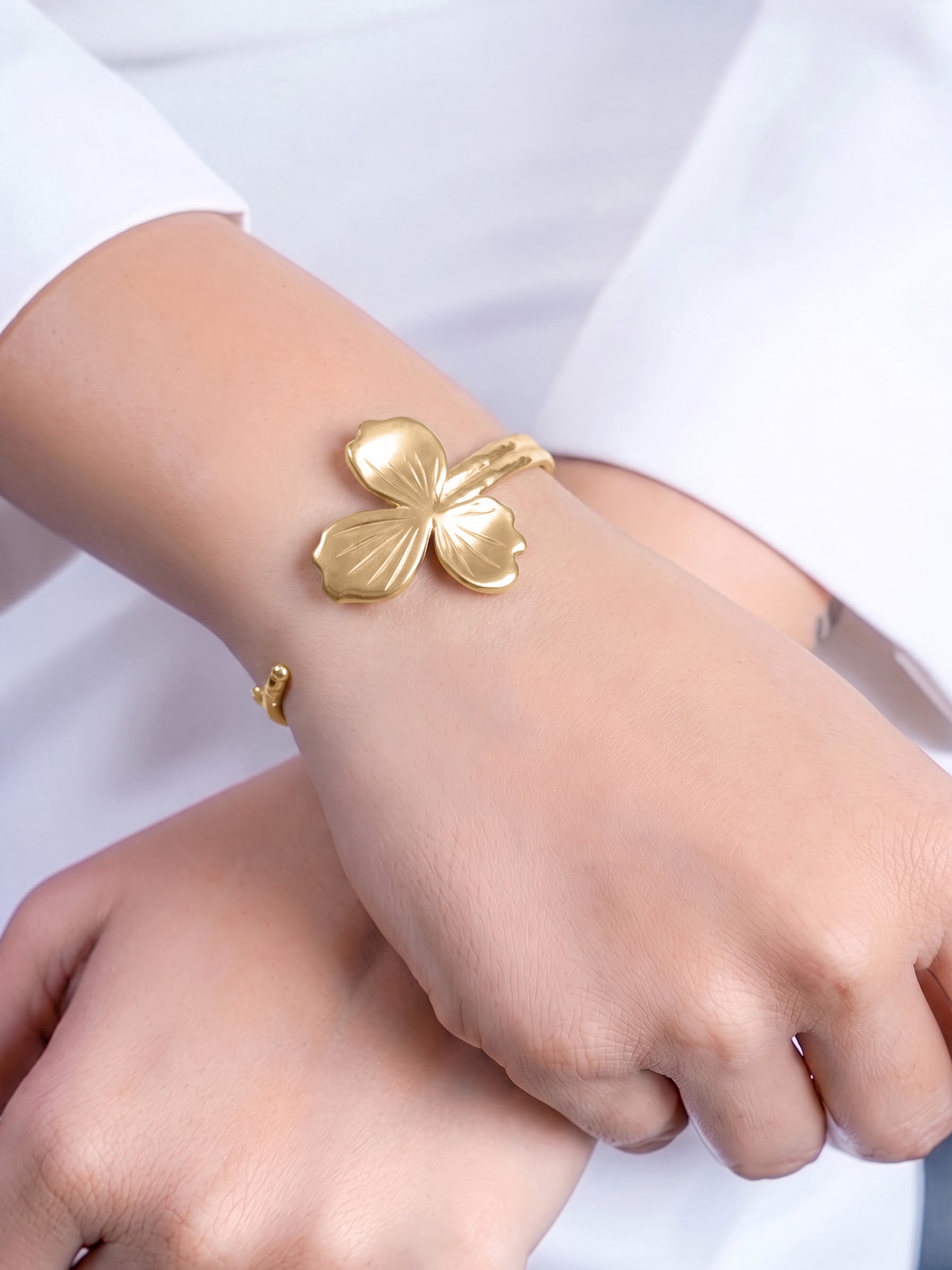 Sancia Floral 18K Gold Plated Women's Cuff Bracelets