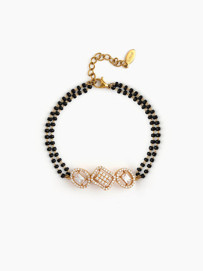Sanjana Diamond Solitaire 18K Gold Plated Women's Mangalsutra Bracelet