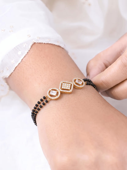 Sanjana Diamond Solitaire 18K Gold Plated Women's Mangalsutra Bracelet