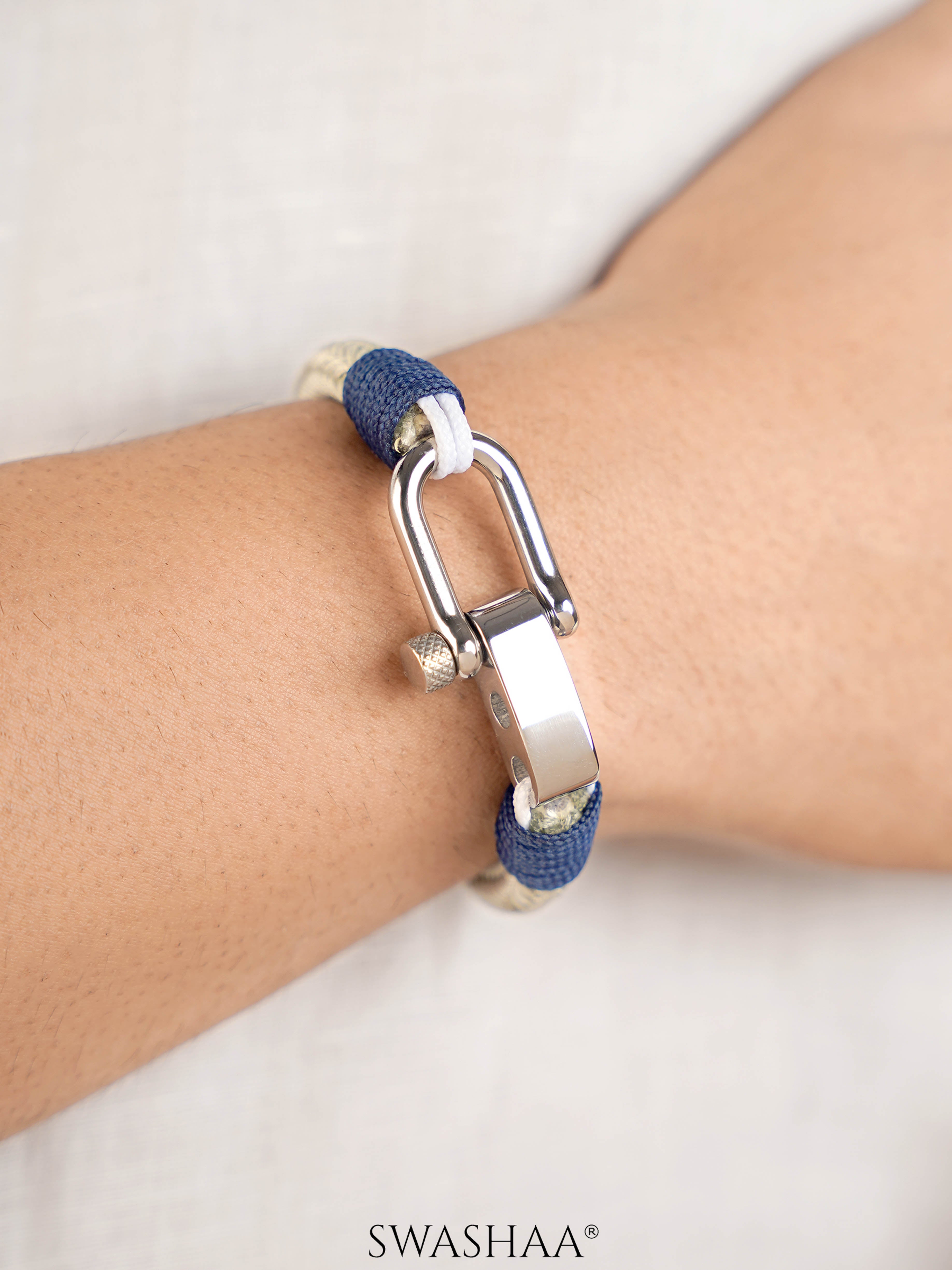 Sanyon Light Grey Braided Men's Rope Bracelet