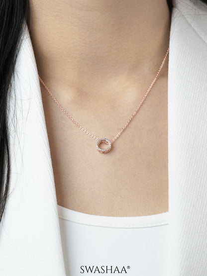 Sara Circle Charm Rosegold Plated Necklace