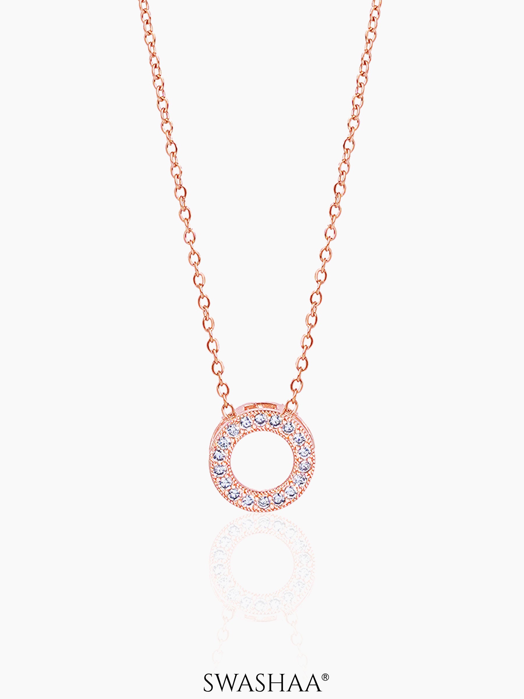Sara Circle Charm Rosegold Plated Necklace