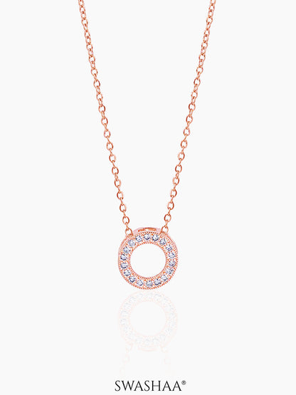 Sara Circle Charm Rosegold Plated Necklace