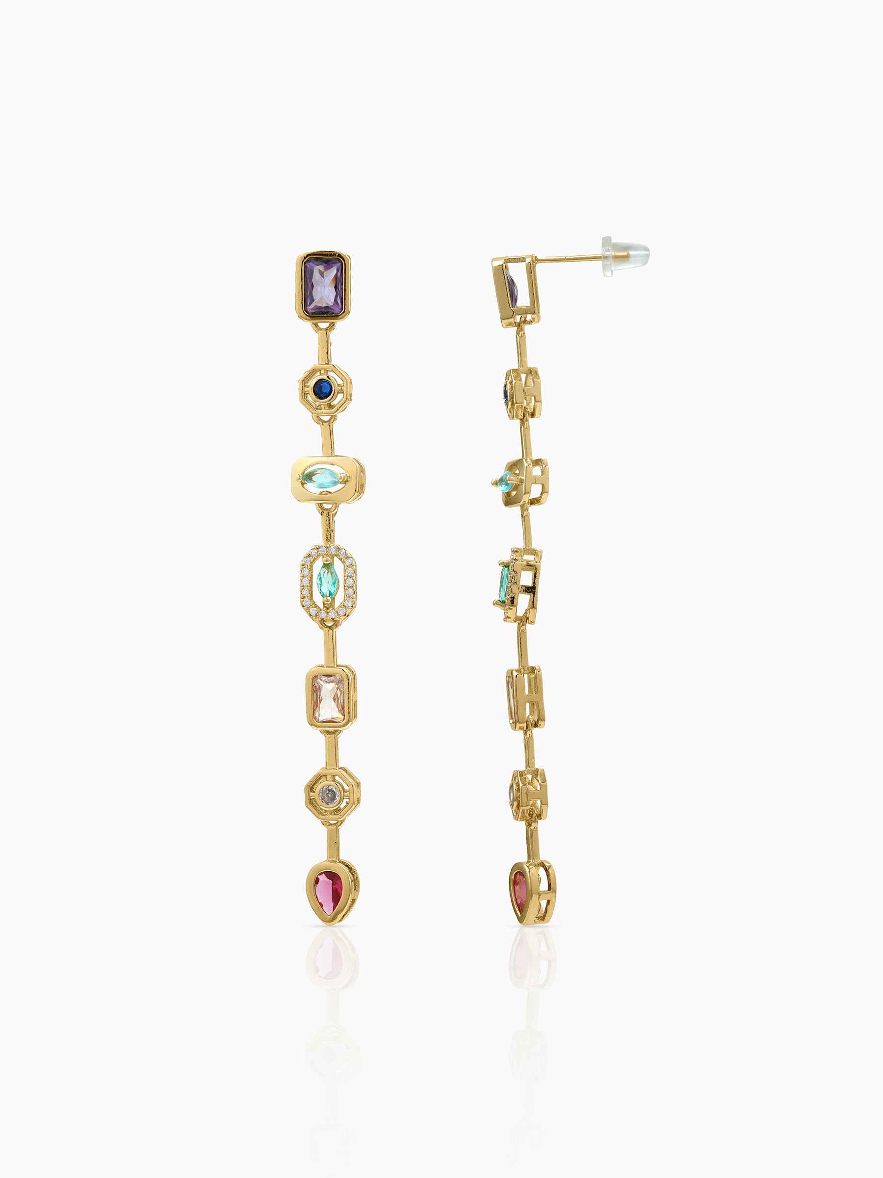 Sarelia 18K Gold Plated Multi Diamond Women's Stud Earrings