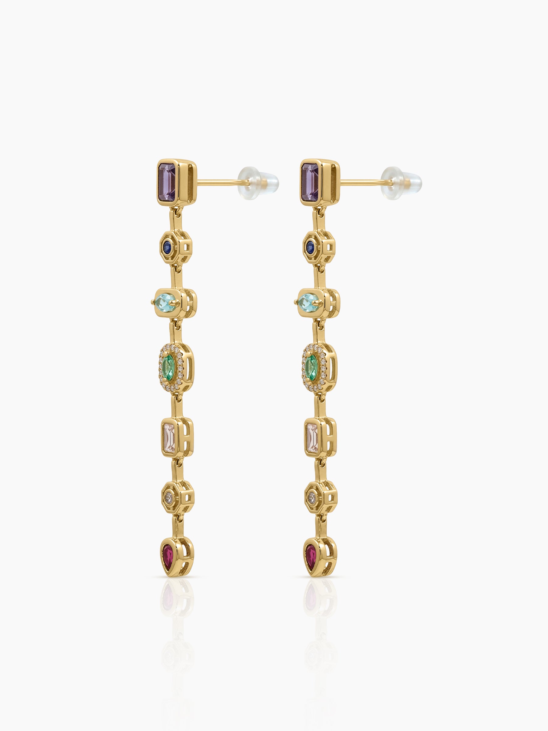 Sarelia 18K Gold Plated Multi Diamond Women's Stud Earrings