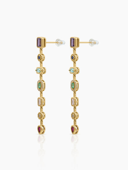 Sarelia 18K Gold Plated Multi Diamond Women's Stud Earrings