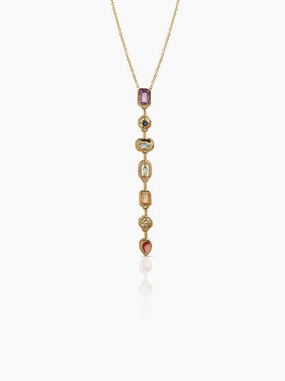 Sarelia Geometric - Pear Shape 18K Gold Plated Multi Diamond Solitaire Women's Y - Shaped Chain Pendant Necklace