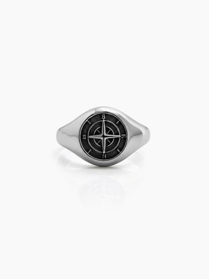 Saren Orbit Silver Signet Men's Rings - Swashaa