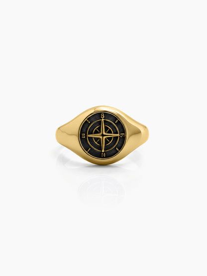 Saren Orbit 18K Gold Plated Signet Men's Rings - Swashaa